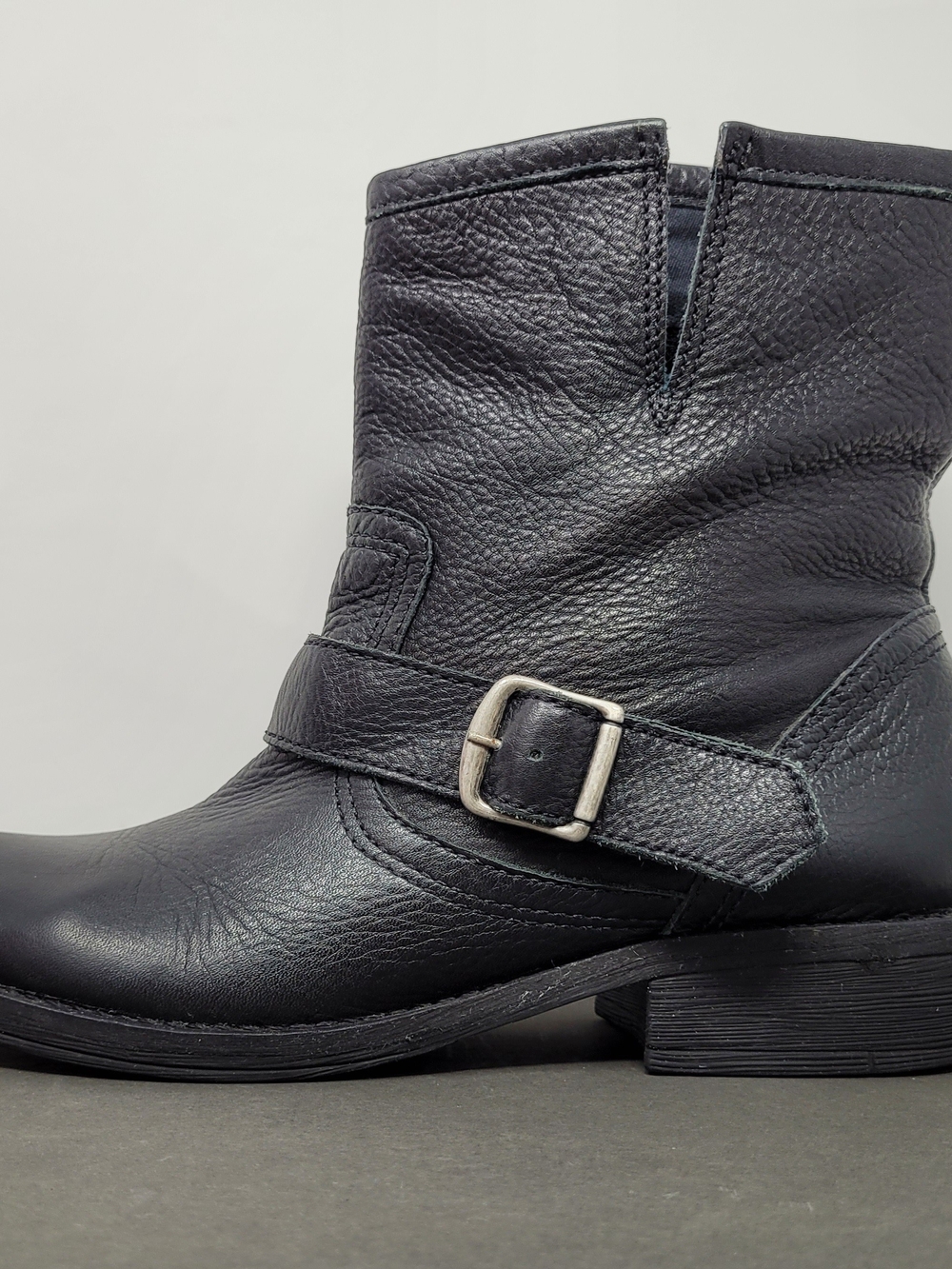 MIA Black Leather Buckle Ankle Moto Boots